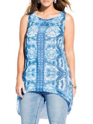 City Chic Plus Bella Vacanza Mykonos High-low Top