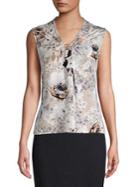 Calvin Klein Floral Knotted Sleeveless Blouse