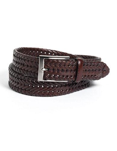 Black Brown Woven Leather Belt