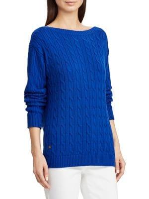 Lauren Ralph Lauren Cable-knit Boatneck Cotton Sweater