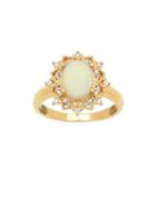 Lord & Taylor Diamond, Opal And 14k Rose Gold Ring