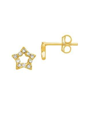 Lord & Taylor Star 14k Yellow Gold & Diamond Stud Earrings
