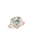 Sonatina Heart 14k Rose Gold, Green Amethyst And Diamond Halo Ring