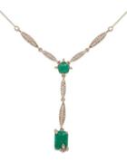Jenny Packham Emerald And Crystal Y-necklace