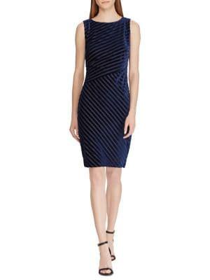 Lauren Ralph Lauren Shadow Stripe Velvet Sheath Dress
