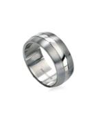 Fred Bennett Brushed & Polished Stainless Steel Ring