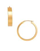 Lord & Taylor 14k Yellow Gold Rectangle Tube Round Hoop Earrings-1-inch