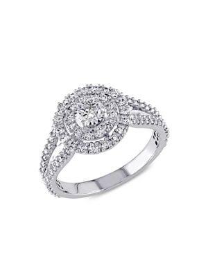 Sonatina 14k White Gold & 1 Tcw Diamond Double-halo Engagement Ring