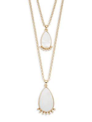 Design Lab Mother-of-pearl And Crystal Nested Teardrop Pendant Necklace