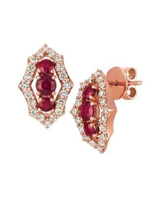 Le Vian 14k Strawberry Gold? Passion Ruby&trade; & Nude Diamonds&trade; Leaf Drop Earrings