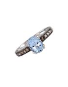 Effy 14 Kt. White Gold Aqua And Diamond Ring 0.17 Ct. T.w.