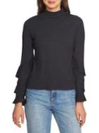 1.state Ruffle Sleeve Ribbed Top