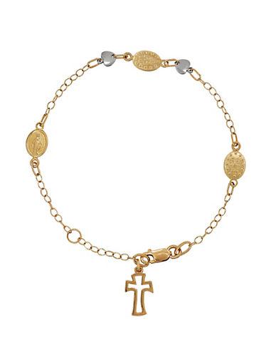 Lord & Taylor 14k Yellow And White Gold Rosary Charm Bracelet