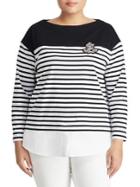 Lauren Ralph Lauren Plus Stripe Layered Cotton Sweater