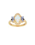 Lord & Taylor 0.10 Tcw Diamond, Opal And Sapphire 14k Yellow Gold Ring
