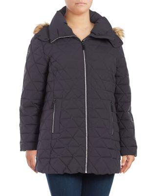 Andrew Marc Plus Tobi Faux Fur-trimmed Pyramid Down Jacket