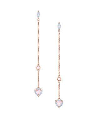 One Pink & Clear Swarovski Crystal Chain Earrings