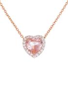 Lord & Taylor Morganite And Sterling Silver Heart Pendant Necklace