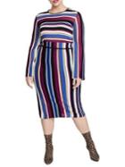 Rachel Rachel Roy Plus Metallic Striped Sweater & Skirt Set