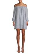 Bb Dakota Striped Off-the-shoulder Shift Dress