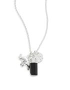 Lord & Taylor Sterling Silver Onyx Charm Necklace