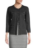 Karl Lagerfeld Paris Houndstooth-print Cotton-blend Cardigan