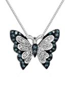 Lord & Taylor Green Diamond, Diamond And Sterling Silver Butterfly Pendant Necklace