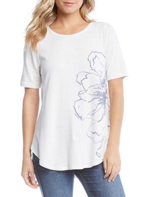 Karen Kane Brushstroke Flower-print Tee
