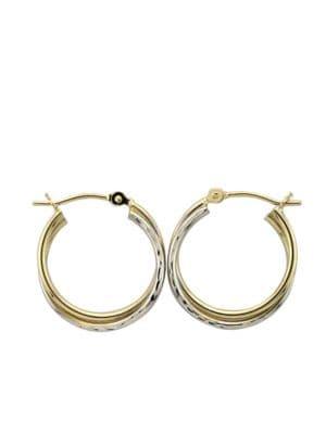 Lord & Taylor 14k White & Yellow Double-hoop Earrings