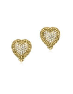 Ripka Romance Pave Diamond And 14k Gold Heart Stud Earrings