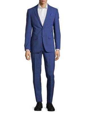 Tallia Orange Mason Slim-fit Windowpane Wool Suit