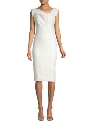 Black Halo Jackie Metallic Draped Sheath Dress