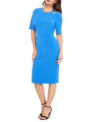 Maggy London Mini Bark Texture Split Shoulder Sheath Dress