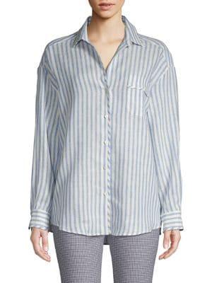 Weekend Max Mara Striped Linen Button-down Shirt