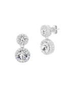 Lord & Taylor 925 Sterling Silver & Swarovski Crystal Round-halo Drop Bridal Earrings