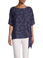 Michael Michael Kors Petite Printed Tie-hem Blouse