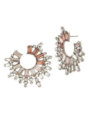 Betsey Johnson Silvertone Mixed Hoop Earrings
