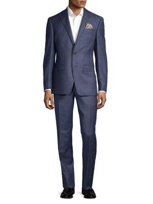 Tallia Orange Tonal Plaid Wool Suit
