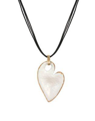 Robert Lee Morris Soho You Got Me Crystal And Leather Strand Heart Pendant Necklace