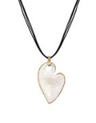 Robert Lee Morris Soho You Got Me Crystal And Leather Strand Heart Pendant Necklace