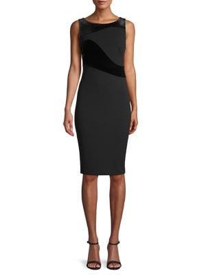 Calvin Klein Velvet-trimmed Sheath Dress