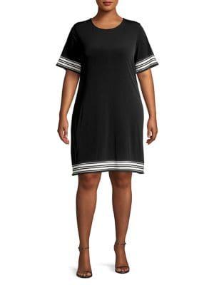 Michael Kors Plus Striped-trim Shift Dress