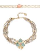 Nanette Lepore Two-piece Choker And Beaded Floral Collar Necklace Set