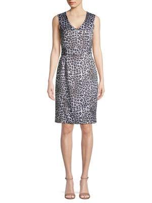 Kasper Leopard-print Knee-length Dress
