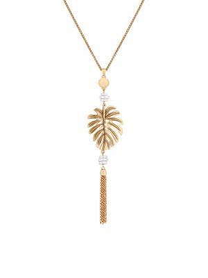 Lucky Brand Safari Beach Crystal Palm Leaf Pendant Necklace