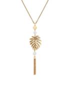 Lucky Brand Safari Beach Crystal Palm Leaf Pendant Necklace