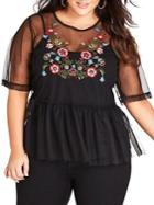 City Chic Plus 2-in-1 Mesh Love Top And Camisole