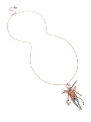 Betsey Johnson Cat Angel Long Pendant Necklace