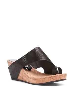 Donald J Pliner Gyer Leather Wedge Toe-ring Sandals