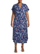 Rafaella Plus Paisley Side-tie Midi Dress